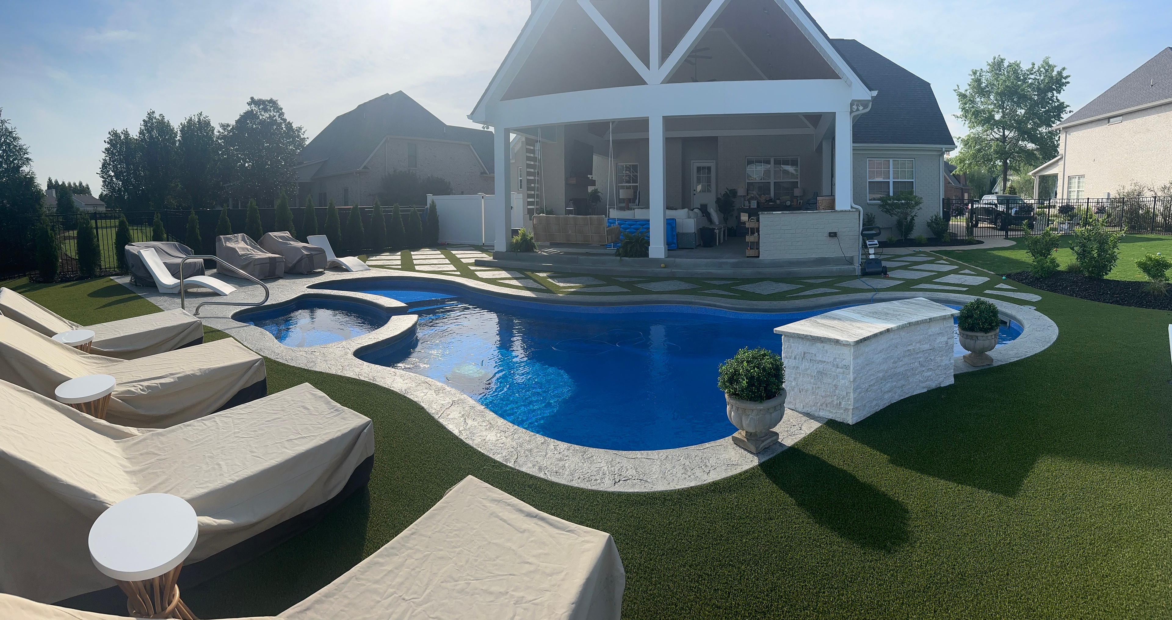 Finished backyard pool after construction